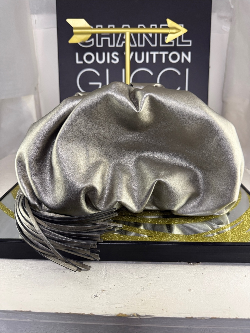 Rebecca Minkoff Metallic Silver Tassel Clutch